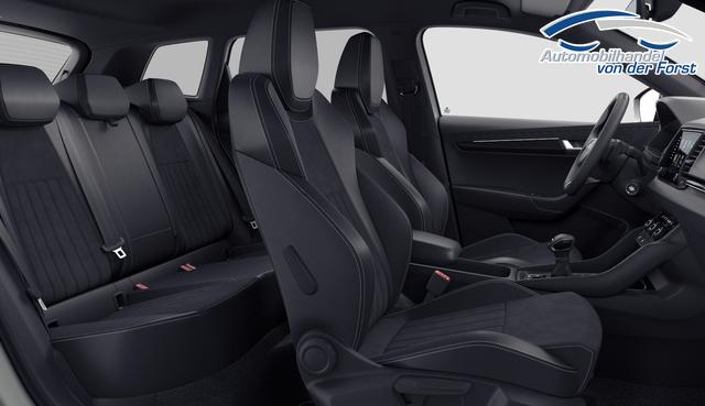 Skoda Karoq "Sportline" LIEFERUNG KOSTENLOS & PREISGARANTIE* 1.5 TSI 150PS DSG, SCHWARZ-MET, 5JGARANTIE, AHK SCHWENKBAR, 19" ALU SAGITARIUS, BEHEIZTE FRONTSCHEIBE, SITZHEIZUNG, MATRIX-LED, Elektr. Heckklappe, Virtual Cockpit 10", Climatronic, NAVI, ACC, Parksensoren v/h, R&uuml;ckfahrkamera, Dachreling, PRIVACY-GLAS 