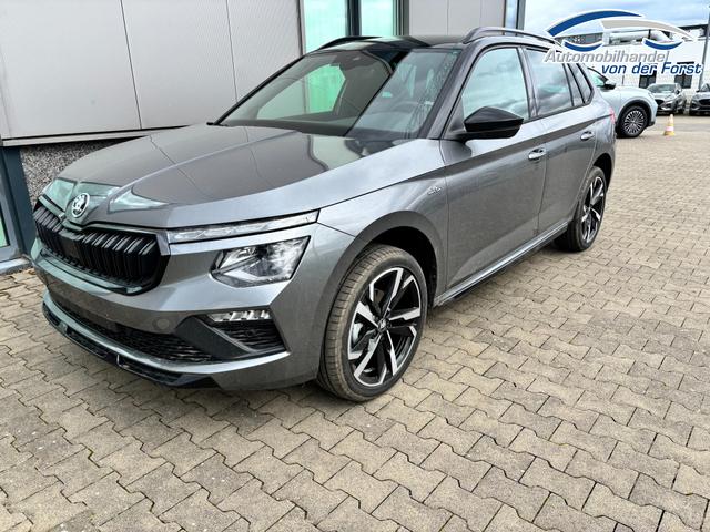 Skoda Kamiq "Monte Carlo" (1) LIEFERUNG KOSTENLOS! 1.0 TSI 115PS DSG, GRAU-MET/Dach schwarz, 18" ALU, AHK-VORBEREITUNG, Panoramadach, Matrix-LED, Parksensoren v/h, Kamera, Tempomat, Virtual Cockpit (8"!!), Kessy, Winter-Paket, Climatronic, Radio 8", SmartLink, NSW, Sport-M-Lederlenkrad beheizt, Dachreling 