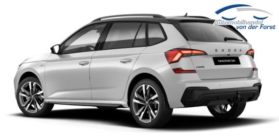 Skoda Kamiq "Monte Carlo" (1) LIEFERUNG KOSTENLOS! 1.5 TSI 150PS DSG, 5J GARANTIE, WEISS-MET/Dach schwarz, 18" ALU, AHK SCHWENKBAR, Panoramadach, Matrix-LED, Parksensoren v/h, Kamera, Tempomat, Virtual Cockpit (8"!!), Kessy, Winter-Paket, Climatronic, Radio 8", SmartLink, NSW, Sport-M-Lederlenkrad beheizt 