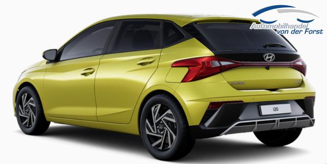 Hyundai i20 "Family" LIEFERUNG KOSTENLOS! 1.0 T-GDI 90PS, NAVI 10,25", LUCID-LIME Metallic, Winter-Pack: Sitzheizung + Lenkradheizung, 16" ALU, Klimaautomatik, Privacy-Glas, Parksensoren hinten, R&uuml;ckfahrkamera, Tempomat, Lederlenkrad, Reserverad, Alarm, Armlehne, 4x elektr. Fensterheber 