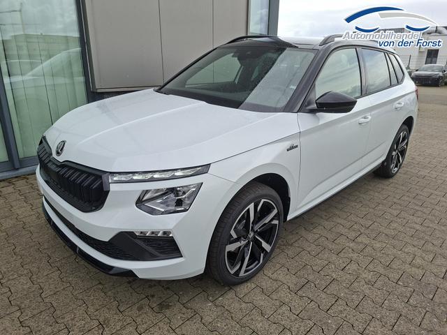 Skoda Kamiq "Monte Carlo" (1) LIEFERUNG KOSTENLOS! 1.5 TSI 150PS DSG, 5J GARANTIE, WEISS-MET/Dach schwarz, 18" ALU, AHK SCHWENKBAR, Panoramadach, Matrix-LED, Parksensoren v/h, Kamera, Tempomat, Virtual Cockpit (8"!!), Kessy, Winter-Paket, Climatronic, Radio 8", SmartLink, NSW, Sport-M-Lederlenkrad beheizt 