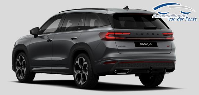 Skoda Kodiaq "RS" LIEFERUNG KOSTENLOS & PREISGARANTIE* 2.0 TSI 265PS 4x4 DSG, 5J GARANTIE, STANDHEIZUNG, PANORMADACH, HEAD-UP, 20"Alu, ANH&Auml;NGERKUPPLUNG, NAVI, DCC PLUS, CANTON SOUND, BEH. FRONTSCHEIBE, MATRIX-LED, KESSY, Alarm, ELEK. HECKKLAPPE, SHZ v/h, Privacy-Glas, ACC, PDC v/h, R-Kamera, Climatronic 