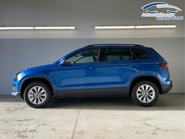 Skoda / Karoq / Blau / / / 150PS DSG AHK+Kamera+ACC+Kessy+Kamera+ParkPilot vo+hi+App