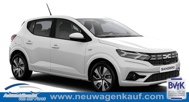 Dacia Sandero - "Expression" 1.0 ECO-G 100 BENZIN/LPG-GASANLAGE, Weiß, Klimaanlage, NAVIGATIONSSYSTEM 8", Parksensoren VORNE + HINTEN, RÜCKFAHRKAMERA, TOTER-WINKEL-WARNER, Nebelscheinwerfer, Tempomat, Lederlenkrad, Armlehne, Spiegel elektr. einstell-/beheizbar, ZV mit Fernbedienung