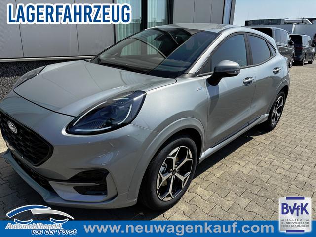 Ford Puma - "ST-Line" 1.0 EcoBoost 125PS AUTOMATIK, SOLAR-SILVER Metallic, 17" Alu, NAVIGATION, Klimaautomatik, Privacy-Glas, Parksensoren hinten, Rückfahrkamera, Tempomat, Sportfahrwerk