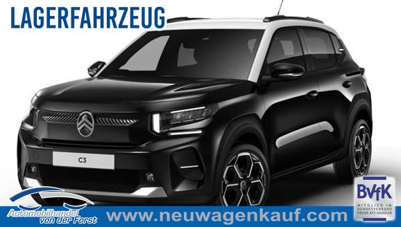 Citroën C3 - NEUES MODELL "MAX" Turbo 100PS, Schwarz-Metallic, Winterpaket, 17" Alufelgen, Parksensoren hinten, Rückfahrkamera, Klimautomatik, Privacy-Glas, Dachreling, Navigation, Head-up-Display, Außenspiegel elektr. einstell-/beheiz-/anklappbar