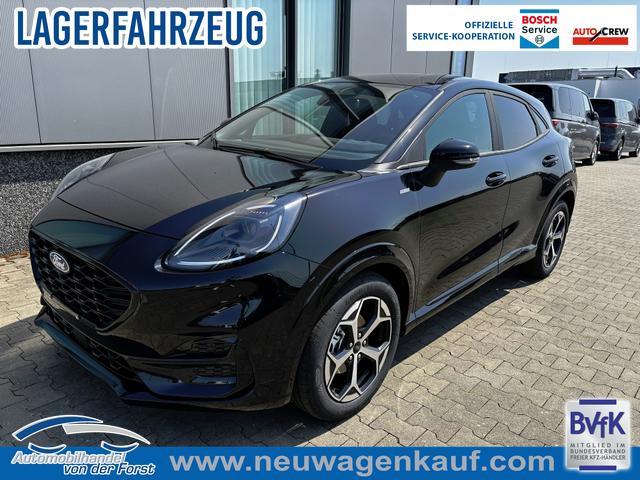 Ford Puma - "ST-Line" LIEFERUNG KOSTENLOS! 1.0 125PS AUTOMATIK, SCHWARZ-METALLIC, 5 Jahre Garantie, Winterpaket: Sitzheizung, Beheizte Frontscheibe, 17" Alufelgen, Klimaautomatik, NAVIGATION 12", Parksensoren hinten, R&uuml;ckfahrkamera, Voll-LED-Scheinwerfer, Tempomat
