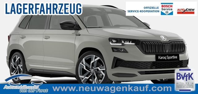 Skoda Karoq - "Sportline" LIEFERUNG KOSTENLOS & PREISGARANTIE* 1.5 TSI 150PS DSG, STAHL-GRAU, 5JGARANTIE, AHK SCHWENKBAR, 19" ALU SAGITARIUS, BEHEIZTE FRONTSCHEIBE, SITZHEIZUNG, MATRIX-LED, Elektr. Heckklappe, Virtual Cockpit 10", Climatronic, NAVI, ACC, Parksensoren v/h, R&uuml;ckfahrkamera, Dachreling, PRIVACY-GLAS