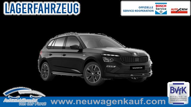 Skoda Kamiq - "Monte Carlo" 1.5 TSI 150PS DSG (AUTOMATIK), Schwarz-Met, PANORAMDACH, MATRIX-LED, SITZHEIZUNG, Sport-M-Lederlenkrad beheizt, SunSet, 2Z-Climatronic, Parksensoren vorn/hinten, R&uuml;ckfahrkamera, Kessy, Radio 8,25"+SmartLink, Virtual Cockpit, 17" Alu, Tempomat