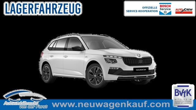 Skoda Kamiq - "Monte Carlo" 1.5 TSI 150PS DSG (AUTOMATIK), MOON-WHITE PERLEFFEKT, PANORAMDACH, MATRIX-LED, SITZHEIZUNG, Sport-M-Lederlenkrad beheizt, SunSet, 2Z-Climatronic, Parksensoren vorn/hinten, R&uuml;ckfahrkamera, Kessy, Radio 8,25"+SmartLink, Virtual Cockpit, 17" Alu, Tempomat