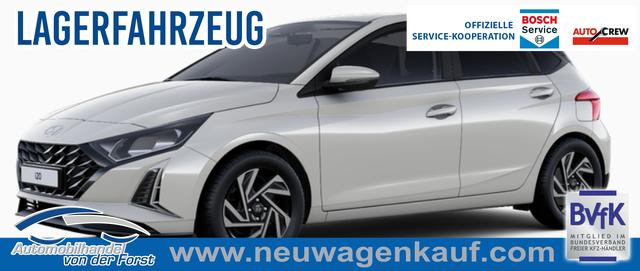 Hyundai i20 - "Family" LIEFERUNG KOSTENLOS! 1.0 T-GDI 90PS, NAVI 10,25", LUMEN-GREY METALLIC, Winter-Pack: Sitzheizung + Lenkradheizung, 16" ALU, Klimaautomatik, Privacy-Glas, Parksensoren hinten, R&uuml;ckfahrkamera, Tempomat, Lederlenkrad, Reserverad, Alarm, Armlehne, 4x elektr. Fensterheber