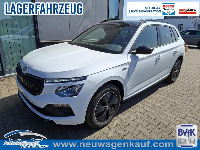 Skoda Kamiq - "Monte Carlo" 1.5 TSI 150PS DSG (AUTOMATIK), MOON-WHITE PERLEFFEKT, PANORAMDACH, MATRIX-LED, SITZHEIZUNG, Sport-M-Lederlenkrad beheizt, SunSet, 2Z-Climatronic, Parksensoren vorn/hinten, R&uuml;ckfahrkamera, Kessy, Radio 8,25"+SmartLink, Virtual Cockpit, 17" Alu, Tempomat