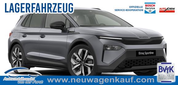 Skoda Elroq - SPORTLINE 60 204PS, GRAPHITE-GRAU METALLIC, ELEKTR. HECKKLAPPE, MATRIX-LED, BEH. FRONTSCHEIBE, SITZHEIZUNG V/H, 3Z-CLIMATRONIC, KESSY+ALARM, 20" ALU, SEITENAIRBAGS HINTEN, PARKSENSOREN V/H, R&Uuml;CKFAHRKAMERA, NAVIGATION, SUNSET, TRAVEL ASSIST