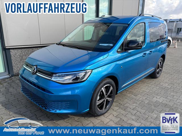 Volkswagen Caddy - "Style" LIEFERUNG KOSTENLOS! 1.5 TSI 115PS DSG/AUTOMATIK, BLAU-MET, 17" Alu/Ganzjahresreifen, Winterpaket, ACC-Tempomat, Toter-Winkel, ParkAssist, Parksensoren vo/hi, Rückfahrkamera, Radio Ready2Discover 10" + Wireless AppConnect, Climatronic, Abgedunkelte Scheiben, M-Lederlenkrad