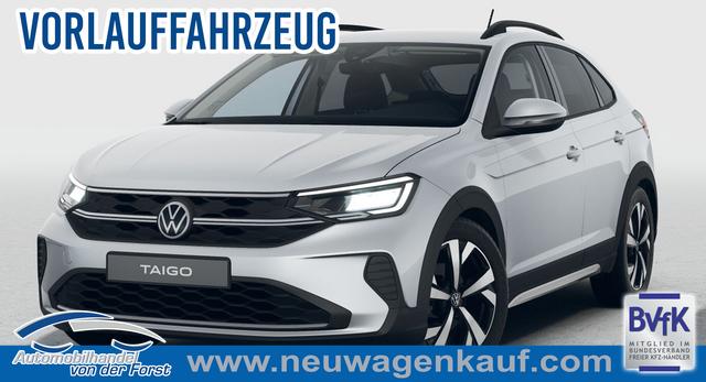 Volkswagen Taigo - "Life" 1.5 TSI 150PS DSG/AUTOMATIK, Silber-Metallic, 17" Alu Aberdeen, MATRIX-LED, Sitzheizung, Climatronic, Parksensoren vorn/hinten, Rückfahrkamera, Radio Ready2Discover + Wireless App-Connect, Keyless Access, Licht-/Sicht, Privacy-Glas, M-Lederlenkrad