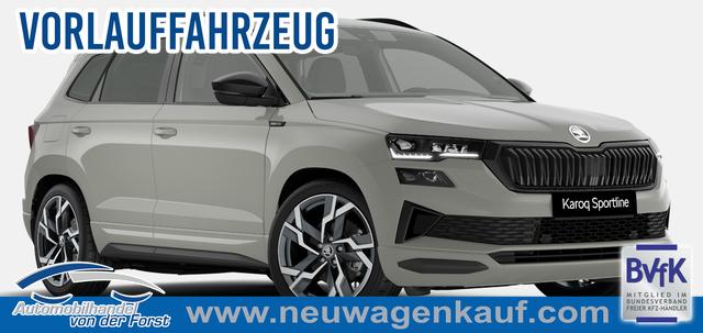 Skoda Karoq - "Sportline" LIEFERUNG KOSTENLOS & PREISGARANTIE* 1.5 TSI 150PS DSG, STAHL-GRAU, 5JGARANTIE, AHK SCHWENKBAR, 19" ALU SAGITARIUS, BEHEIZTE FRONTSCHEIBE, SITZHEIZUNG, MATRIX-LED, Elektr. Heckklappe, Virtual Cockpit 10", Climatronic, NAVI, ACC, Parksensoren v/h, R&uuml;ckfahrkamera, Dachreling, PRIVACY-GLAS