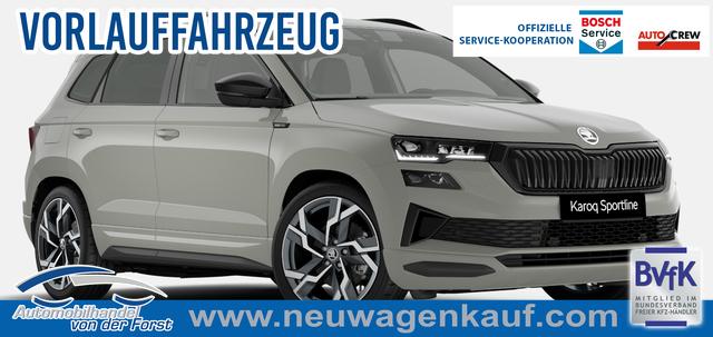 Skoda Karoq - "Sportline" LIEFERUNG KOSTENLOS & PREISGARANTIE* 1.5 TSI 150PS DSG, STAHL-GRAU, 5JGARANTIE, AHK SCHWENKBAR, 19" ALU SAGITARIUS, BEHEIZTE FRONTSCHEIBE, SITZHEIZUNG, MATRIX-LED, Elektr. Heckklappe, Virtual Cockpit 10", Climatronic, NAVI, ACC, Parksensoren v/h, R&uuml;ckfahrkamera, Dachreling, PRIVACY-GLAS