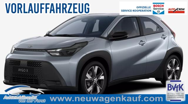 Toyota Aygo X - "Play / EU-Active" LIEFERUNG KOSTENLOS! 1.5 Hybrid 115PS CVT/AUTOMATIK, Celestite Grey Metallic , 3 Jahre Garantie, 17" Alufelgen, Sitzheizung, R&uuml;ckfahrkamera, Klimaautomatik, Audiosystem 9" + Smartphone-Integration, Lederlenkrad, ACC, ZV mit Fernbedienung