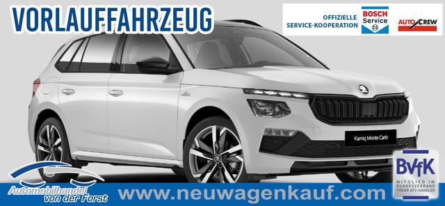 Skoda Kamiq - SONDERAKTION "Monte Carlo" Lieferung frei Haus! 1.5 TSI 150PS DSG, 5J GARANTIE, 18"ALU, METALLIC, ELE. HECKKLAPPE, ANH&Auml;NGERKUPPLUNG, BEH. FRONTSCHEIBE, MATRIX-LED, PANORAMADACH, Sitzheizung, Lenkradhzg, Ladeboden, ACC, SIDE Assist, Virtual Cockpit 10", Parksensoren, Kamera, KESSY, Privacy, Climatronic