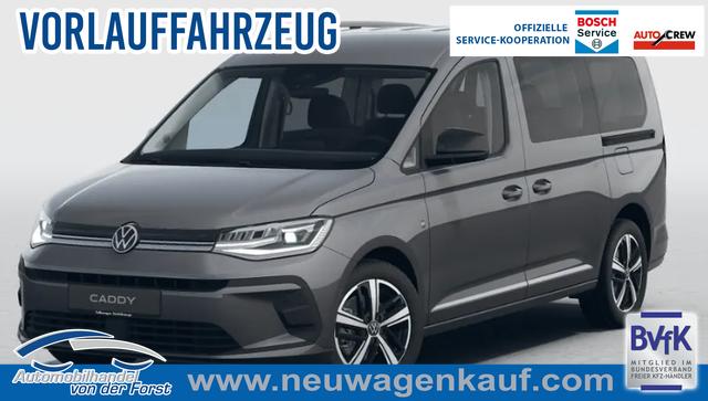 Volkswagen Caddy Maxi - "Style" (NEUES MODELL) PREISGARANTIE & KOSTENLOSE LIEFERUNG 1.5 TSI 115PS DSG (MAXI, 7-SITZER, LANGER RADSTAND), 17" Alu/GANZJAHRESREIFEN, Beh. Frontscheibe, Sitzheizung, Keyless, Privacy-Glas, Alarm, ParkAssist, Parksensoren vorn/hinten, R&uuml;ckfahrkamera, Dachreling, ACC, 2Z-Climatronic, Radio 12,9/AppConnect, LED