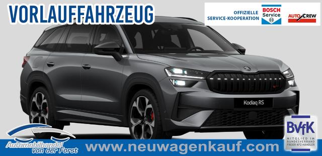 Skoda Kodiaq - "RS" LIEFERUNG KOSTENLOS & PREISGARANTIE* 2.0 TSI 265PS 4x4 DSG, 5J GARANTIE, STANDHEIZUNG, PANORMADACH, HEAD-UP, 20"Alu, ANH&Auml;NGERKUPPLUNG, NAVI, DCC PLUS, CANTON SOUND, BEH. FRONTSCHEIBE, MATRIX-LED, KESSY, Alarm, ELEK. HECKKLAPPE, SHZ v/h, Privacy-Glas, ACC, PDC v/h, R-Kamera, Climatronic