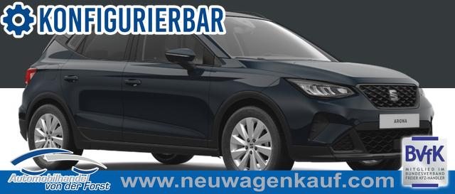 Seat Arona - "Basis PLUS +" LIEFERUNG KOSTENLOS 1.0 TSI 95PS, 5J. Garantie, 16" Leichtmetallräder, Klimaanlage, Tempomat, Multifunktions-Lederlenkrad, Parksensoren hinten, Radio 8,25"/Bluetooth/DAB+, LED-Scheinwerfer, Dachreling, Zentralverriegelung mit Fernbedienung, Reserverad, 4x elektr. FH