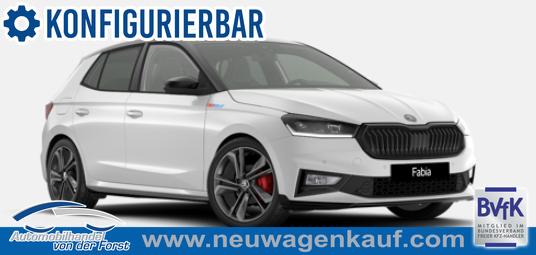 Skoda Fabia - "Fabia 130" (1) LIEFERUNG KOSTENLOS! 1.5 TSI 177PS DSG/AUTOMATIK, 18" Alu, METALLIC/Dach Schwarz, Bi-LED-Scheinwerfer, Parksensoren vo/hi, Rückfahrkamera, Kessy, Climatronic, SunSet, Sport-M-Lederlenkrad beheizt, Infotainment 8", Smart Link, NSW, Sitzheizung, Tempomat, Fußmatten
