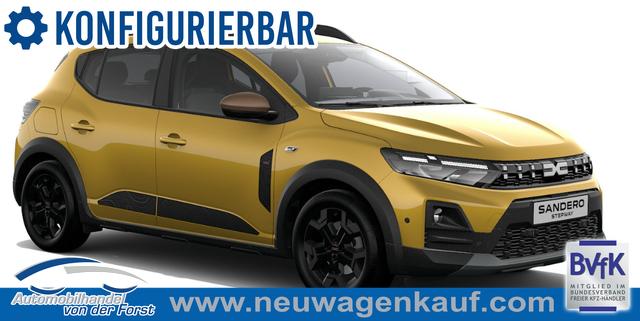 Dacia Sandero Stepway - "Extreme" PREISGARANTIE & LIEFERUNG KOSTENLOS! 1.0 TCe 110, NEUES MODELL, 3J Garantie, 16" ALU, Klimaautomatik, Lederlenkrad, Parksensoren vorn/hinten, R&uuml;ckfahrkamera, Toter-Winkel, Hands-Free, Tempomat, Multimedia System 10" + Smartphone-Spiegelung, Regen-/Licht-Sensor, 4x FH elektr, NSW, Armlehne