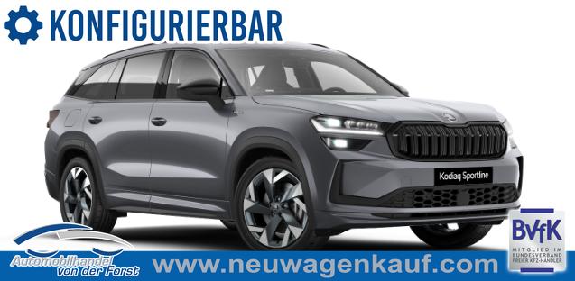 Skoda Kodiaq - "Sportline Business Edition" 1.5 TSI mHEV 150PS DSG, 3J Garantie, 19" Alu, BEHEI. FRONTSCHEIBE, ANH&Auml;NGERKUPPLUNG, MATRIX-LED, ELEKTR. HECKKLAPPE, NAVI 13", KESSY+ALARM, Fahrersitz elektr. + Sitzheizung v/h, SPORT-Lenkrad beheizt, 3Z-Climatronic, ACC, Parksensoren, Kamera, SunSet