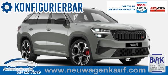 Skoda Kodiaq - "RS" (1) LIEFERUNG KOSTENLOS! Angebot f. Menschen mit Behinderung 50%! 2.0 TSI 265PS DSG 4x4, Metallic/Stahl-Grau, 20"Alu, DCC, Beheizte Frontscheibe, Elektr. Heckklappe, Navi 13", CANTON, MATRIX-LED, HEAD-UP, Kessy, Alarm, Parksensoren, Panorama-Kamera, Sitzheizung vo/hi