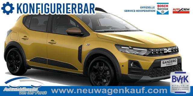 Dacia Sandero Stepway - "Extreme" PREISGARANTIE & LIEFERUNG KOSTENLOS! 1.0 TCe 110, NEUES MODELL, 3J Garantie, 16" ALU, Klimaautomatik, Lederlenkrad, Parksensoren vorn/hinten, R&uuml;ckfahrkamera, Toter-Winkel, Hands-Free, Tempomat, Multimedia System 10" + Smartphone-Spiegelung, Regen-/Licht-Sensor, 4x FH elektr, NSW, Armlehne