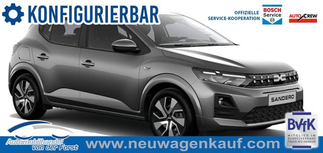Dacia Sandero - "Expression" PREISGARANTIE & LIEFERUNG KOSTENLOS! 1.0 TCe 100, NEUES MODELL, 3J Garantie, Klimaanlage, Lederlenkrad, Parksensoren hinten, Tempomat, Multimedia System 10" + Smartphone-Spiegelung, Regen-/Licht-Sensor, ZV mit Fernbedienung, Elektr. Fensterheber v/h, Nebelscheinwerfer, Armlehne