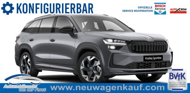 Skoda Kodiaq - "Sportline Business Edition" 1.5 TSI mHEV 150PS DSG, 3J Garantie, 19" Alu, BEHEI. FRONTSCHEIBE, ANH&Auml;NGERKUPPLUNG, MATRIX-LED, ELEKTR. HECKKLAPPE, NAVI 13", KESSY+ALARM, Fahrersitz elektr. + Sitzheizung v/h, SPORT-Lenkrad beheizt, 3Z-Climatronic, ACC, Parksensoren, Kamera, SunSet