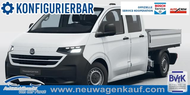 Volkswagen T7 Transporter PRITSCHE Doppelkabine - (NEUES MODELL) KOSTENLOSE LIEFERUNG & PREISGARANTIE* 2.0 TDI 110PS 6-Gang, 6x Sitzpl&auml;tze, Einparkhilfe vorne, R&uuml;ckfahrkamera, Tempomat, Radio 13" + App-Connect, LED-Scheinwerfer, Digitales Cockpit