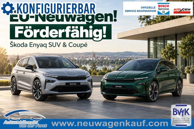Skoda Enyaq Coup&eacute; - "Selection" *Behindertenrabatt & KOSTENLOSE LIEFERUNG! 60 140KW Heckantrieb, PANORAMADACH, 19" Alu, 3Z-Climatronic, NAVI 13", Parksensoren vorn/hinten, R&uuml;ckfahrkamera, Kessy, Alarm, Sitzheizung, M-Lederlenkrad beheizt, Pr&auml;diktiver Tempomat