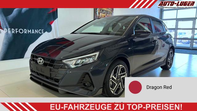 Hyundai i20 - N Line 1.0 T-GDI DCT 73 kW (100 PS) Induktionsladestation, Toter-Winkel-Assis. Lenkradheizung, Sitzheizung, Klimaautomatik, Android Auto, Apple CarPlay, Navigationssystem, Virtual Cockpit, Einparkhilfe v + h, R&uuml;ckfahrkamera, 17 Zoll Leichtmetallfelgen, uvm.
