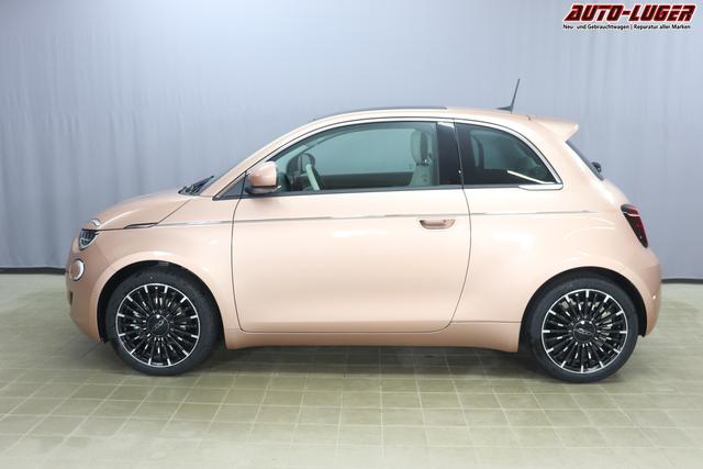 Neuer 500 3+1 "la Prima"237 - Rose Gold 845 - Sitze aus Kunstleder mit Fiat Monogramm "070 Get&ouml;nte Heck- und Seitenscheiben hinten 3UP Schl&uuml;ssel in Steinoptik 3UQ, 59E Panorama-Glasdach 5CF Rose Gold 6R7 Winter Paket:, Beheizbare Vordersitze (452)- Auflagefl&auml;che der Frontscheibenwischer beheizbar (253) 9YZ Stauassistent", Beispielbilder, ggf. teilweise mit Sonderausstattung
