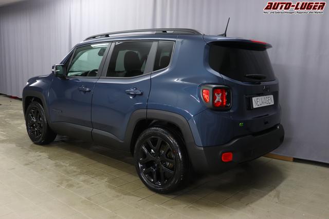 Jeep Renegade 1.5 T4 DCT7 e-Hybrid Limited 1469 96 kW435 Blue Shade Leder Schwarz "Navigationssystem 01K Design-Paket Black Pack 2XL Leder-Paket 2T2 Funktions-Paket 7KS Winter-Paket UGM Uconnect Smartouch 8.4 mit 8,4""-Touchscreen, Navigationssystem, Bluetooth, AUX-IN-und USB sowie DAB, Apple CarPlay&Android Auto und LIVE Services 070 Seitenscheiben hinten und Heckscheibe verdunkelt 108 18""-Leichtmetallfelgen, schwarz glänzend 61P Blue Shade"