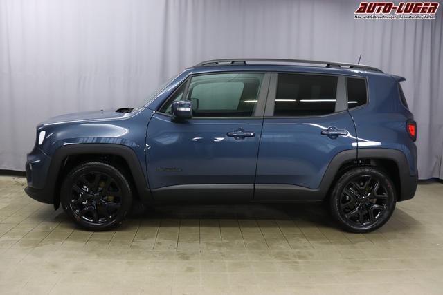 Jeep Renegade 1.5 T4 DCT7 e-Hybrid Limited 1469 96 kW435 Blue Shade Leder Schwarz "Navigationssystem 01K Design-Paket Black Pack 2XL Leder-Paket 2T2 Funktions-Paket 7KS Winter-Paket UGM Uconnect Smartouch 8.4 mit 8,4""-Touchscreen, Navigationssystem, Bluetooth, AUX-IN-und USB sowie DAB, Apple CarPlay&Android Auto und LIVE Services 070 Seitenscheiben hinten und Heckscheibe verdunkelt 108 18""-Leichtmetallfelgen, schwarz glänzend 61P Blue Shade"