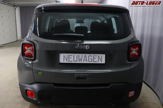 Jeep Renegade 1.5 T4 DCT7 e-Hybrid Longitude 503 Sting Grey 015 Stoff Schwarz "8CZ Sting Grey Business-Paket Longitude: Uconnect Smartouch 8.4 mit 8,4""-Touchscreen, Navigationssystem, Bluetooth, AUX-IN-und USB sowie DAB, Apple CarPlay&Android Auto und LIVE Services, Fahrersitz mit elektr. Lordosenstütze 2-fach verstellbar" 1469 96 kW