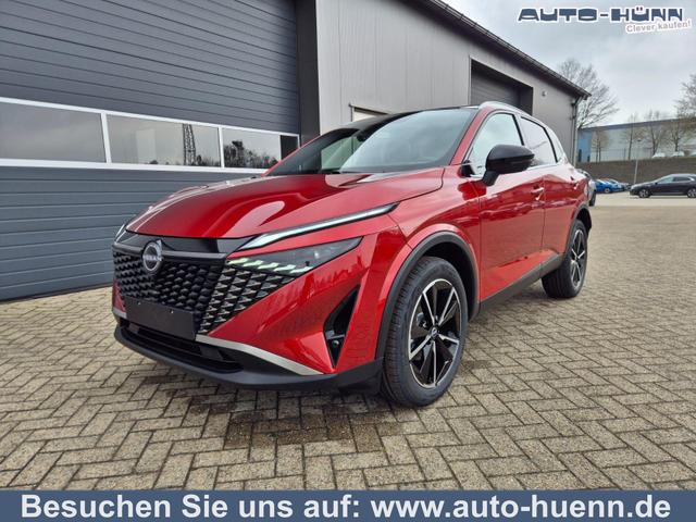 Nissan Qashqai - 1.3 DIG-T MHEV 158 PS X-Tronic Tekna Voll-Leder Klimaautomatik PanoGlasdach Sitzheizung Lenkradheizung Navi Head-Up Display elektr. Heckklappe ACC PDC v+h 360&deg;Kamera DAB Bluetooth Touchscreen Apple CarPlay Android Auto 19"LM