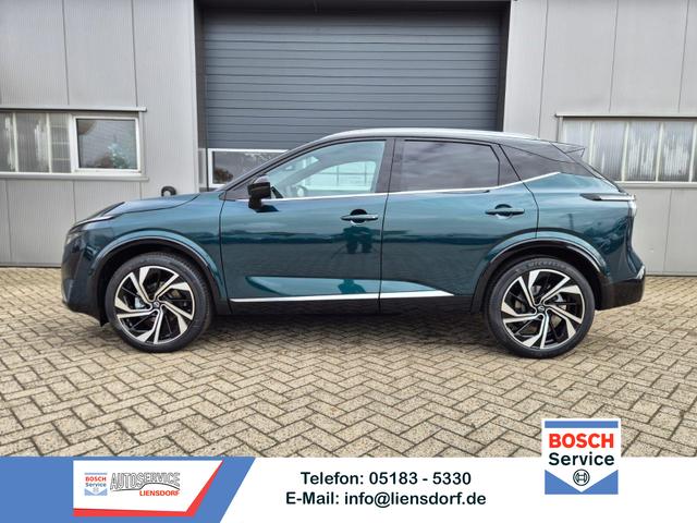 Nissan Qashqai - 1.3 DIG-T MHEV 158 PS X-Tronic Tekna Premium Paket 20"LM Teil-Leder PanoGlasdach Klimaautomatik Sitzheizung Lenkradheizung Navi Head-Up Display elektr. Heckklappe ACC PDC v+h 360&deg;Kamera DAB Bluetooth Touchscreen Apple CarPlay Android Auto