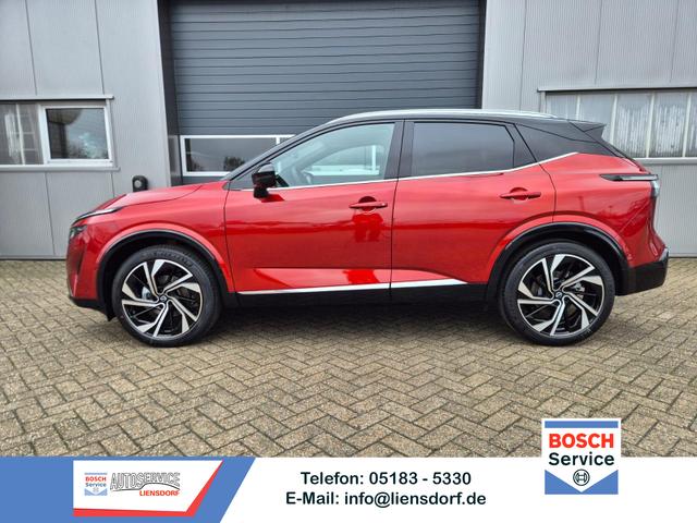 Nissan Qashqai - 1.3 DIG-T MHEV 158 PS X-Tronic Tekna Premium Paket 20"LM Teil-Leder PanoGlasdach Klimaautomatik Sitzheizung Lenkradheizung Navi Head-Up Display elektr. Heckklappe ACC PDC v+h 360&deg;Kamera DAB Bluetooth Touchscreen Apple CarPlay Android Auto