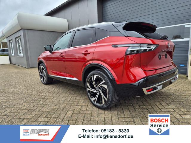 Nissan Qashqai - 1.3 DIG-T MHEV 158 PS X-Tronic Tekna Premium Paket 20"LM Teil-Leder PanoGlasdach Klimaautomatik Sitzheizung Lenkradheizung Navi Head-Up Display elektr. Heckklappe ACC PDC v+h 360&deg;Kamera DAB Bluetooth Touchscreen Apple CarPlay Android Auto