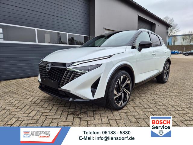 Nissan Qashqai - 1.3 DIG-T MHEV 158 PS X-Tronic Tekna Premium Paket 20"LM Teil-Leder PanoGlasdach Klimaautomatik Sitzheizung Lenkradheizung Navi Head-Up Display elektr. Heckklappe ACC PDC v+h 360&deg;Kamera DAB Bluetooth Touchscreen Apple CarPlay Android Auto