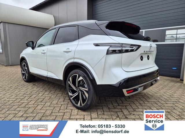 Nissan Qashqai - 1.3 DIG-T MHEV 158 PS X-Tronic Tekna Premium Paket 20"LM Teil-Leder PanoGlasdach Klimaautomatik Sitzheizung Lenkradheizung Navi Head-Up Display elektr. Heckklappe ACC PDC v+h 360&deg;Kamera DAB Bluetooth Touchscreen Apple CarPlay Android Auto