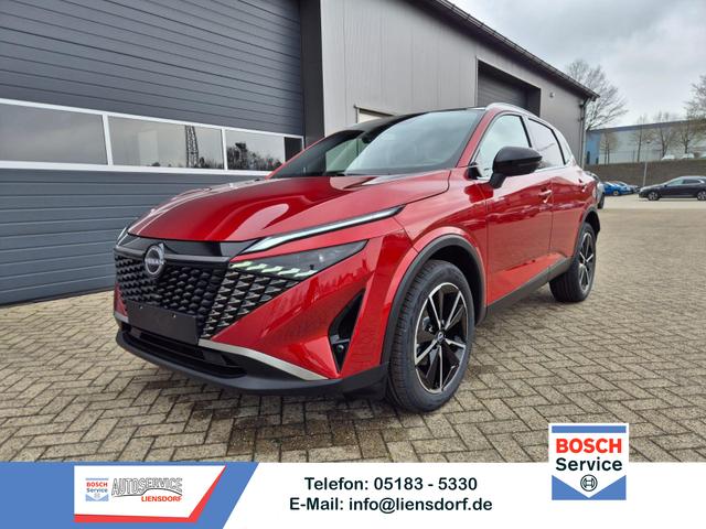 Nissan Qashqai - 1.3 DIG-T MHEV 158 PS X-Tronic Tekna Voll-Leder Klimaautomatik PanoGlasdach Sitzheizung Lenkradheizung Navi Head-Up Display elektr. Heckklappe ACC PDC v+h 360&deg;Kamera DAB Bluetooth Touchscreen Apple CarPlay Android Auto 19"LM