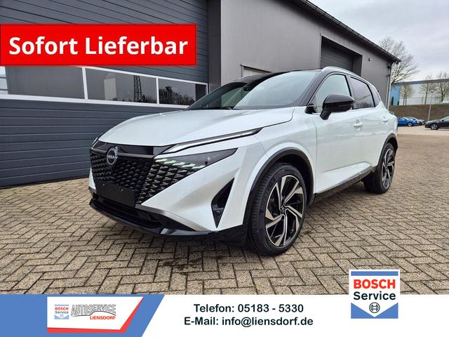 Nissan Qashqai - 1.3 DIG-T MHEV 158 PS X-Tronic Tekna Premium Paket 20"LM Teil-Leder PanoGlasdach Klimaautomatik Sitzheizung Lenkradheizung Navi Head-Up Display elektr. Heckklappe ACC PDC v+h 360&deg;Kamera DAB Bluetooth Touchscreen Apple CarPlay Android Auto