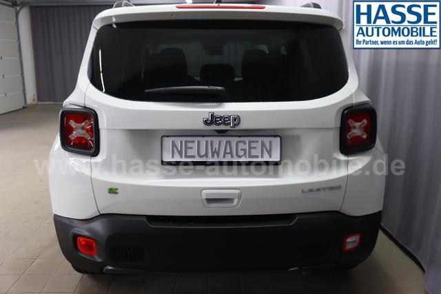 Jeep Renegade 1.5 T4 DCT7 e-Hybrid Limited 1469 96 kW296 Alpine White 020 Stoff Schwarz "Navigationssystem 7KS Winter-Paket UGM Uconnect Smartouch 8.4 mit 8,4""-Touchscreen, Navigationssystem, Bluetooth, AUX-IN-und USB sowie DAB, Apple CarPlay&Android Auto und LIVE Services 070 Seitenscheiben hinten und Heckscheibe verdunkelt Alpine White"