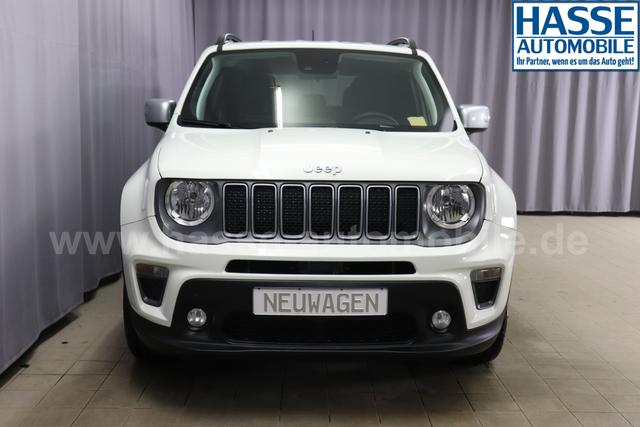 Jeep Renegade 1.5 T4 DCT7 e-Hybrid Limited 1469 96 kW296 Alpine White 020 Stoff Schwarz "Navigationssystem 7KS Winter-Paket UGM Uconnect Smartouch 8.4 mit 8,4""-Touchscreen, Navigationssystem, Bluetooth, AUX-IN-und USB sowie DAB, Apple CarPlay&Android Auto und LIVE Services 070 Seitenscheiben hinten und Heckscheibe verdunkelt Alpine White"